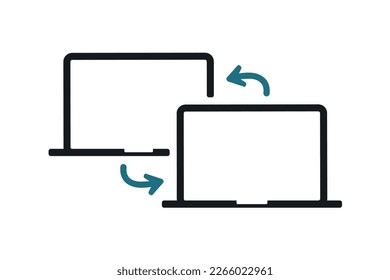 Icono de uso compartido de laptops para computadoras. Vector de ilustración