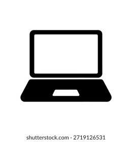 Ilustración vectorial del icono de la silueta del ordenador portátil en el fondo blanco
