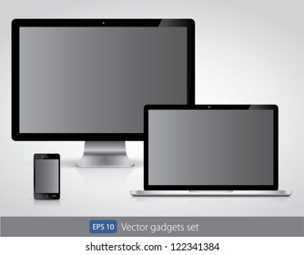Computer, laptop, smartphone. 3D realistic