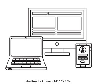 Computer laptop and smartphone design vector illustration