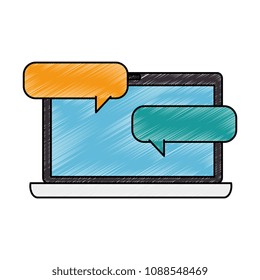 computer laptop with speech bubble