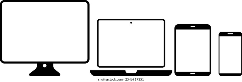 computer, laptop, tablet, mobile, icon set. Responsive web design icon symbol. Digital device sign.
