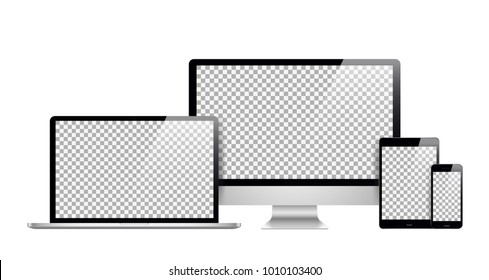 Computer, laptop, tablet, phone set . Vector illustration