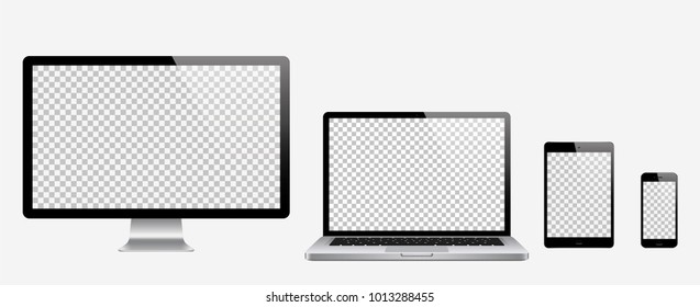 Computer, laptop, tablet, phone set . Vector illustration