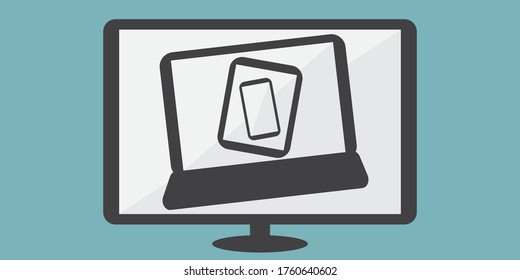 Computer, laptop, tablet and smart phone, one inside the other