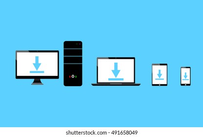 computer laptop tablet smart phone download icon