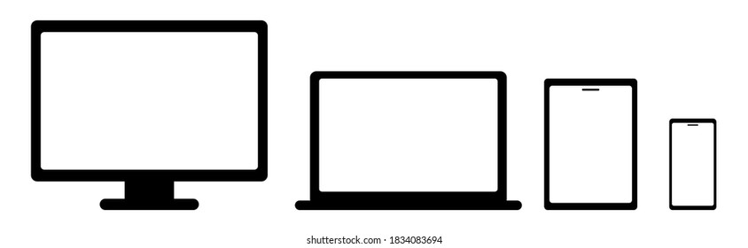 Computer, laptop, tablet and smartphone. Set. Device screen mockup collection.