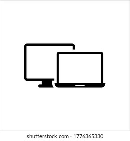 Computer and laptop vector icon on white background