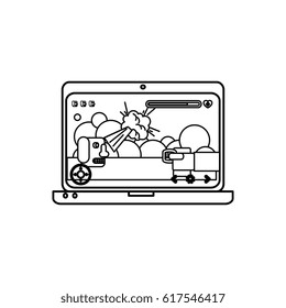 computer laptop with video game