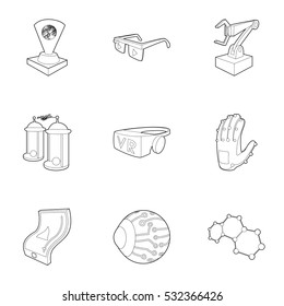 Computer latest devices icons set. Outline illustration of 9 computer latest devices vector icons for web