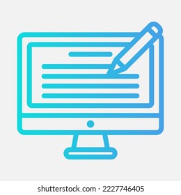 Computer learning icon in gradient style, use for website mobile app presentation