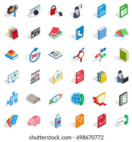 Computer learning icons set. Isometric style of 36 computer learning vector icons for web isolated on white background