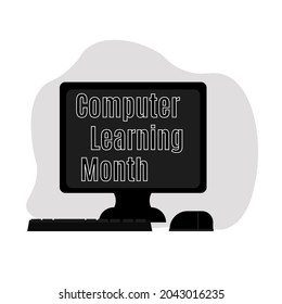 Computer Learning Month, idea for a poster, banner or postcard, computer technology vector illustration