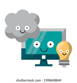 Computer and light bulb with cloud computing