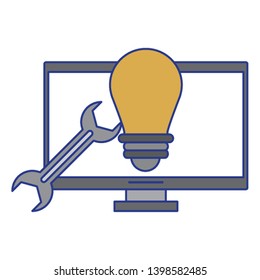 computer light bulb and wrench