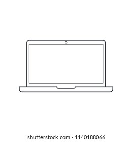 Computer Line Art Design Illustration. Laptop Icon. Vector Flat Design Image.