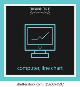 computer, line chart  vector icon