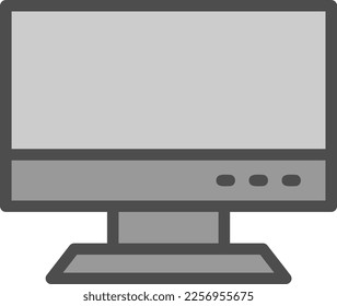 Computer Line Filled Greyscale Vector Icon Design