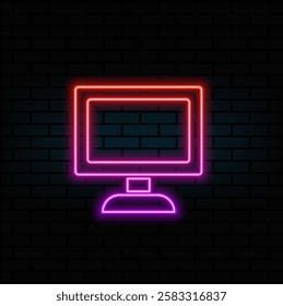 Computer Line Filled Icon Design. neon style..