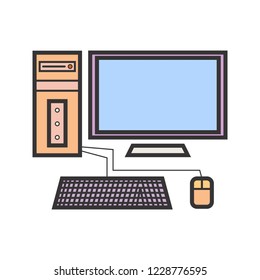 Desktop Computer Cartoon Vector Illustration Black Stock Vector ...