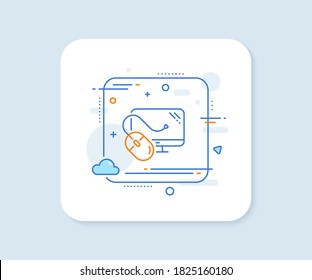 Computer line icon. Abstract square vector button. PC mouse component sign. Monitor symbol. Computer mouse line icon. Quality concept badge. Vector