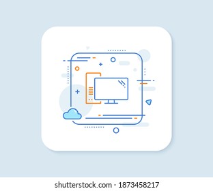 Computer line icon. Abstract square vector button. PC component sign. Monitor with case symbol. Computer line icon. Quality concept badge. Vector