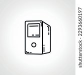 Computer line icon. computer case outline icon