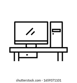 Symbol für die Computerlinie, Vorstellungszeichen, Umrissgrafik der Vektorillustration, Linearsymbol.