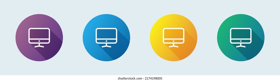 Computer line icon in flat design style. Desktop monitor signs vector illustration.