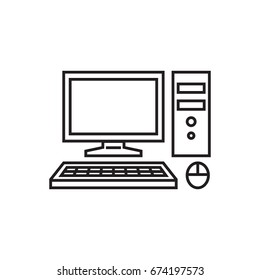 Computer line icon. Line icon with flat design elements on white background. Symbol for your web site design, logo, app, UI. Vector illustration, EPS