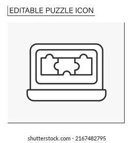  Computer line icon. Intellectual game. Puzzle concept. Isolated vector illustration. Editable stroke