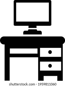 Computer Line Icon Isolated On White Background