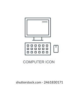 Computer line icon isolated on background personal computer outline icon settings computer outline silhouette minimalistic computer icon symbol on white background