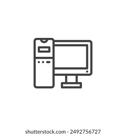 Computer line icon. linear style sign for mobile concept and web design. Desktop computer outline vector icon. PC symbol, logo illustration. Vector graphics
