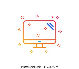 Computer line icon. PC component sign. Monitor symbol. Gradient design elements. Linear computer icon. Random shapes. Vector