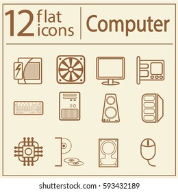 Computer line icon set.