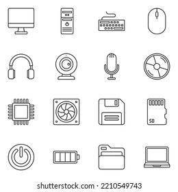 Computer Line Icon Set Vector