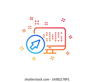 Computer line icon. Web system sign. Monitor symbol. Gradient design elements. Linear web system icon. Random shapes. Vector