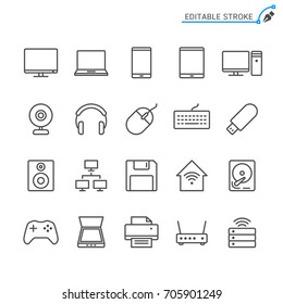 Computer line icons. Editable stroke. Pixel perfect.