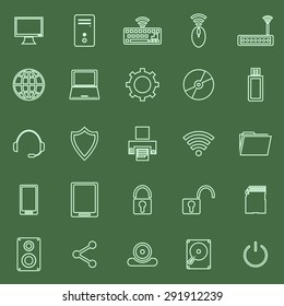 Computer Line Icons On Green Background Stock Vector (Royalty Free ...