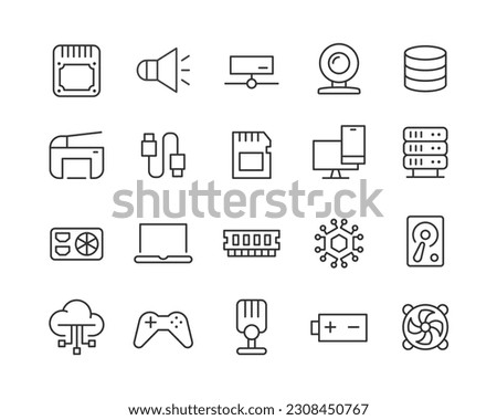 Computer - Line Icons Set - Editable Stroke