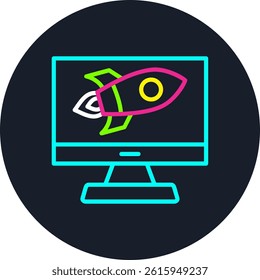 Computer Line Multi Colour Circle