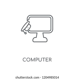 Computer linear icon. Computer concept stroke symbol design. Thin graphic elements vector illustration, outline pattern on a white background, eps 10.