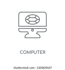 Computer linear icon. Computer concept stroke symbol design. Thin graphic elements vector illustration, outline pattern on a white background, eps 10.