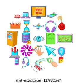 Computer literacy icons set. Cartoon set of 25 computer literacy vector icons for web isolated on white background