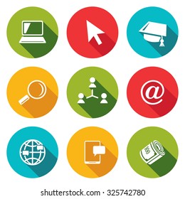 Computer literacy icons set. Vector Illustration.