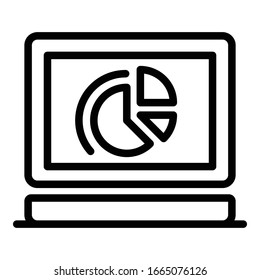 Icono de gráfico de préstamos de computadora. Icono del vector del gráfico de préstamos informáticos de esquema para diseño web aislado en fondo blanco