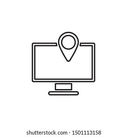 Computer, location icon. Simple thin line, outline vector of location icons for ui and ux, website or mobile application