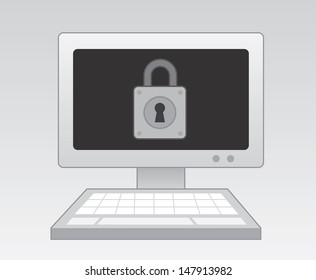 Computer with lock image on screen 