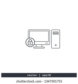 Computer locked icon symbol